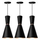 Kit 3 Pendente Lustre Luminária Cone Moscou 39cm Preto Kit 3 Pendente Lustre Luminária Cone Moscou 39cm Preto