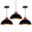 Kit 3 Pendente Lustre Luminária Elegance Preto