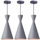 Kit 3 Pendente Lustre Luminária Londres Cinza