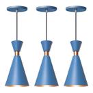 Kit 3 Pendente Lustre Luminária Mini Pequim 24cm Azul