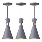 Kit 3 Pendente Lustre Luminária Mini Pequim 24cm Cinza