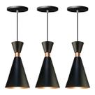 Kit 3 Pendente Lustre Luminária Mini Pequim Preto 24cm