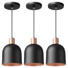 Kit 3 Pendente Lustre Luminária Open em Alumínio Preto