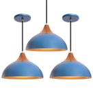 Kit 3 Pendente Lustre Luminária Panama Azul