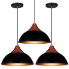 Kit 3 Pendente Lustre Luminária Panamá Preto