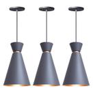 Kit 3 Pendente Lustre Luminária Pequim 30cm Cinza