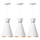 Kit 3 Pendente Lustre Luminária Pequim Branco 30cm