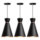 Kit 3 Pendente Lustre Luminária Pequim Preto 30cm