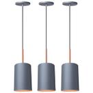 Kit 3 Pendente Lustre Luminária Veneza Cinza