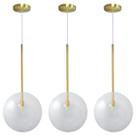 Kit 3 Pendente Lux Dourado Globo Vidro Cristal 25Cm + Led Kit 3 Pendente Lux Dourado Globo Vidro Cristal 25Cm + Led