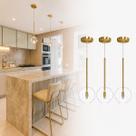 Kit 3 Pendente Lux Dourado Globo Vidro Cristal + Led