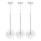 Kit 3 Pendente Lux Escovado Globo Vidro Cristal 20Cm + Led
