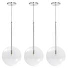 Kit 3 Pendente Lux Escovado Globo Vidro Cristal 25Cm + Led Kit 3 Pendente Lux Escovado Globo Vidro Cristal 25Cm + Led