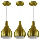 Kit 3 Pendente Nepal Drop Premium Gourmet Aluminio Dourado Kit 3 Pendente Nepal Drop Premium Gourmet Aluminio Dourado