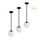 Kit 3 Pendente Preto Mesa Bancada Balcão Aparador + Led