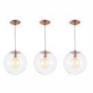 Kit 3 Pendente Redondo Esfera 30cm Vidro Cristal Madelustre