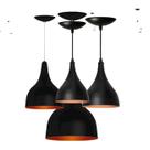 Kit 3 Pendente Taça Gota Bancada Balcão Cozinha Preto com Cobre
