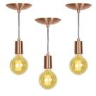 Kit 3 Pendente Tubo Cilindro Alumínio Cobre Fio 1.20m