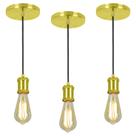 Kit 3 Pendente Tubo Cilindro Nordic Dourado Kit 3 Pendente Tubo Cilindro Nordic Dourado