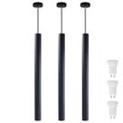 Kit 3 Pendente Tubo Preto 50cm Canopla 6cm LED Branco Quente Kit 3 Pendente Tubo Preto 50cm Canopla 6cm LED Branco Quente