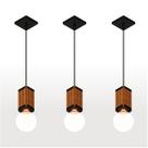 Kit 3 Pendente Vertical Madeira Capella Cabo Pp Madeiled Kit 3 Pendente Vertical Madeira Capella Cabo Pp Madeiled