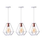 Kit 3 Pendentes Aramado Cristal 24 Cm Branco Decorações