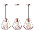 Kit 3 Pendentes Aramado Cristal 24 Cm Cobre Decorações