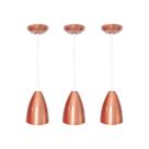 Kit 3 pendentes bala em aluminio top cobre