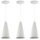 Kit 3 Pendentes Cone Lowcost Aluminio Decoracao Branco