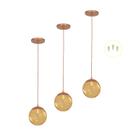 Kit 3 Pendentes Jabuticaba Cobre Bola Globo De Vidro + Led