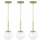 Kit 3 Pendentes Jabuticaba Dourado Globo Vidro Transparente
