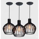 Kit 3 Pendentes Luminária De Teto Balcão De Cozinha Cor Preto Kit 3 Pendentes Luminária De Teto Balcão De Cozinha Cor Preto