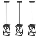 Kit 3 Pendentes Luminárias Teto Quadrada Industrial Preto