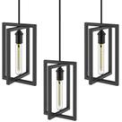 Kit 3 Pendentes Moderna Industrial Luminária Teto Preto SF