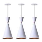 Kit 3 Pendentes Moscou Branco Com Cobre Alumínio Decorações