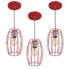 Kit 3 Pendentes Pequim Aramado Vermelho