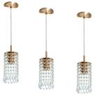 Kit 3 Pendentes Redondo Clearcrillic Cristal Acrílico Cobre