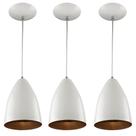 Kit 3 Pendentes Vegas Premium Gourmet Aluminio Branco/Cobre