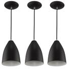 Kit 3 Pendentes Vegas Premium Gourmet Aluminio Preto/Branco