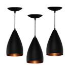 Kit 3 Pendentes Vegas Preto com Cobre - Ilumania