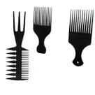 Kit 3 Pentes Afro Garfo Cabelo Black Power Crespo Cacheados