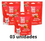 KIT 3 Petisco Snack Quatree Gatos Nuggets Frango Bola de Pelo 60g SABORES