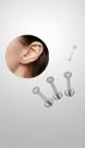 Kit 3 Piercing Titânio Ponto Luz Zircônia