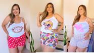 Kit 3 pijama Baby Doll SUED Plus size