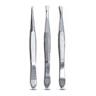 Kit 3 Pinça Aço Inox Chanfrada Fina Reta Design Limpeza Sobrancelha Rosto