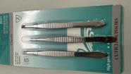 Kit 3 Pinças Aço Inoxidável Professional Design De Sobrancelhas Ponta Reta Chanfrada e Fina Pinças