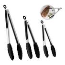 Kit 3 Pinças de Silicone e Inox 30cm 27cm 22cm Cozinha, Churrasco, Saladas e Airfryer