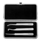 Kit 3 pinças para extensão cilios com case dompel Kit 3 pinças para extensão cilios com case dompel