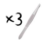 Kit 3 Pinças Sobrancelha Profissional Ponta Reta Aço Inox