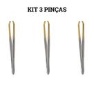 Kit 3 Pinças Solingen Chanfrada Folha Designer Sobrancelhas